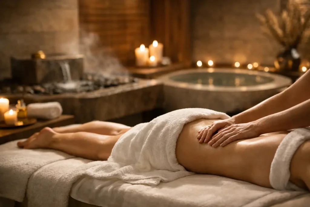 Massagem de drenagem linfática relaxante no spa